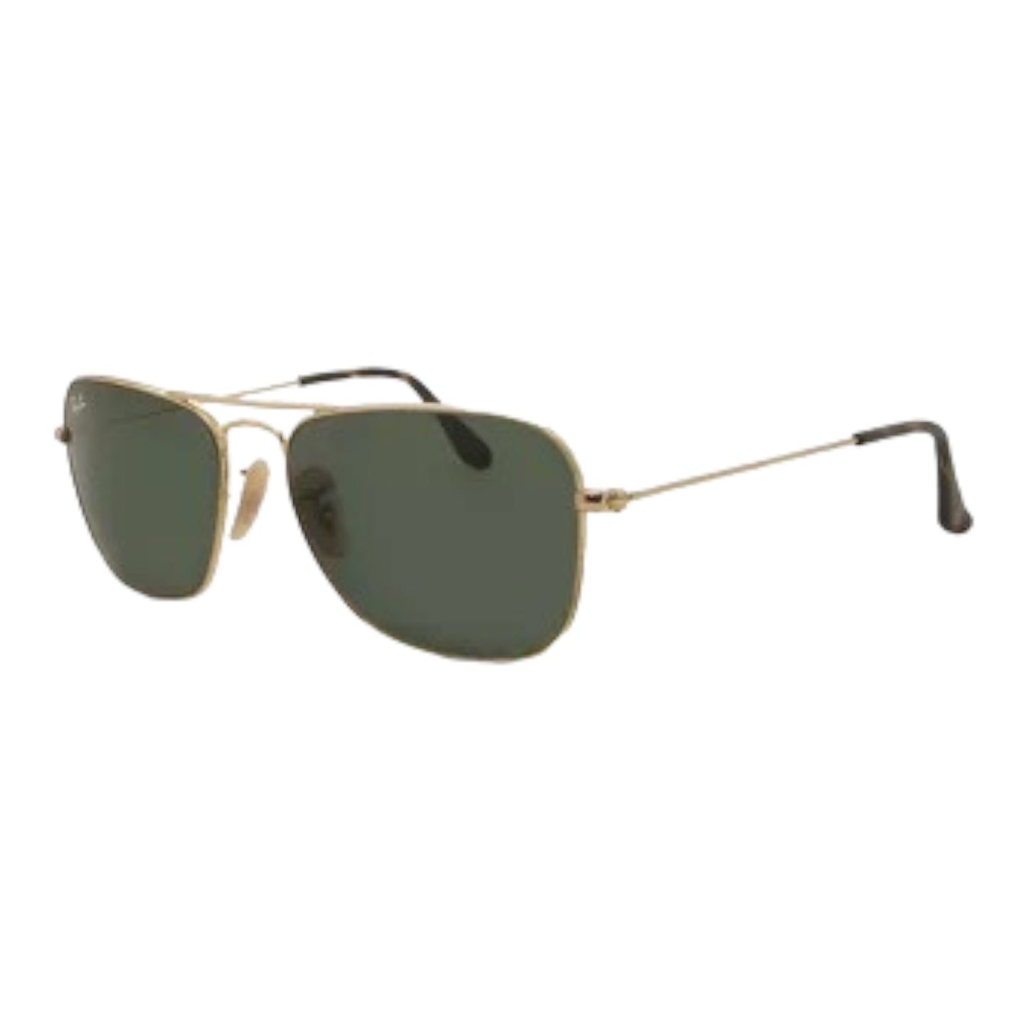 : "Details of Ray-Ban 3136i eyeglasses by EssilorLuxottica. Designed for men, featuring a Gold Geometrical frame with Full Rim style, made from Metal with Crystal lenses in Dark Green. Offers 100% UV Protection.